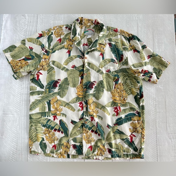 Vintage Paradise Found Men’s Hawaiian Tropical Print Men's Shirt Rayon Sz Large - Picture 1 of 10